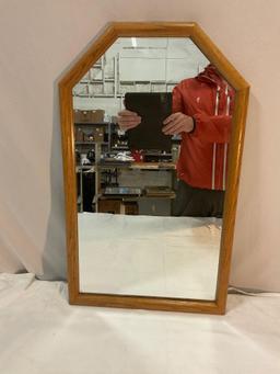 Vintage wood frame mirror, approx 14 x 25 in.