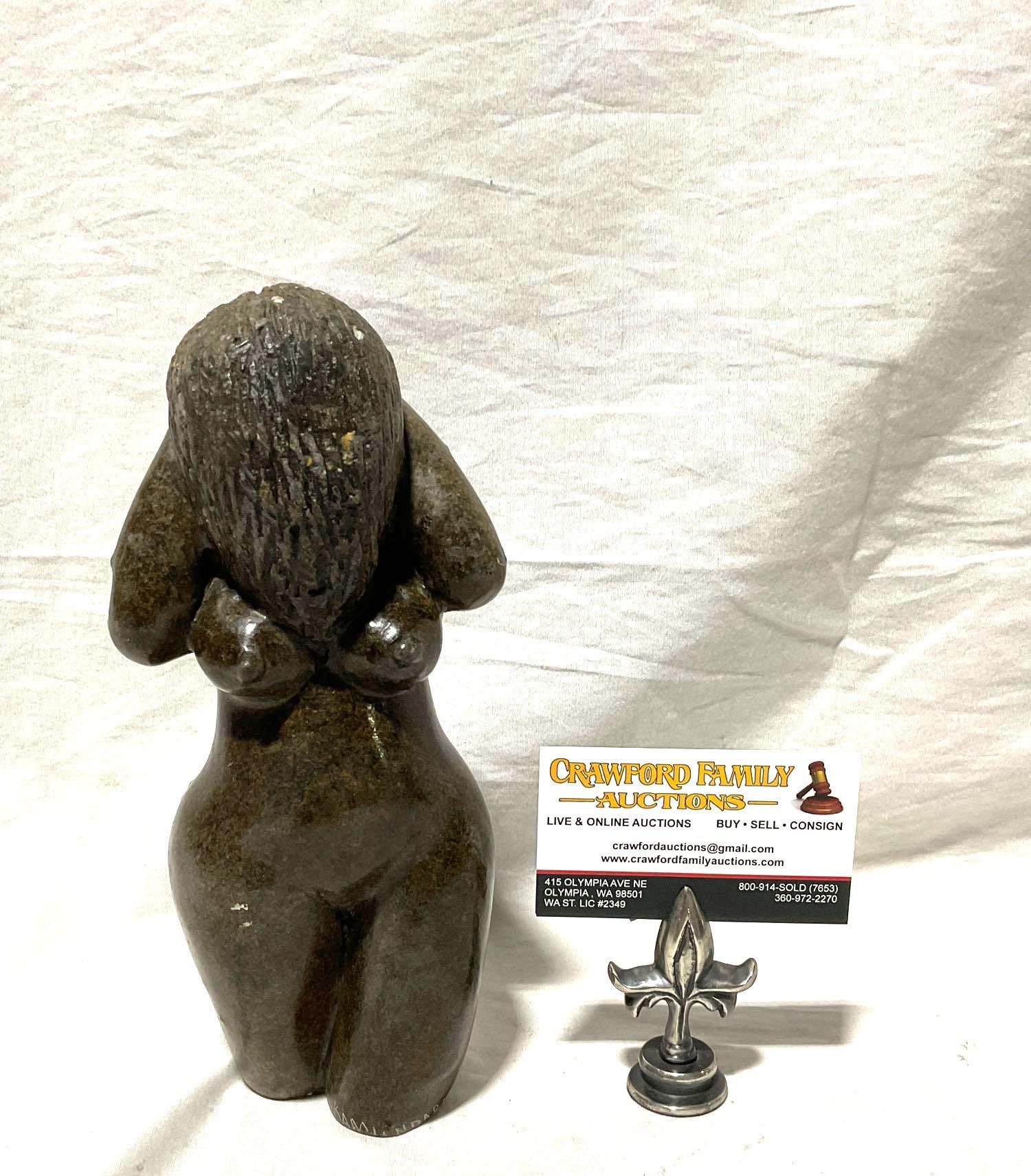 Very Unique Multi colored and textured Female Nude Stone Sculpture , Shona tribal Art See pics