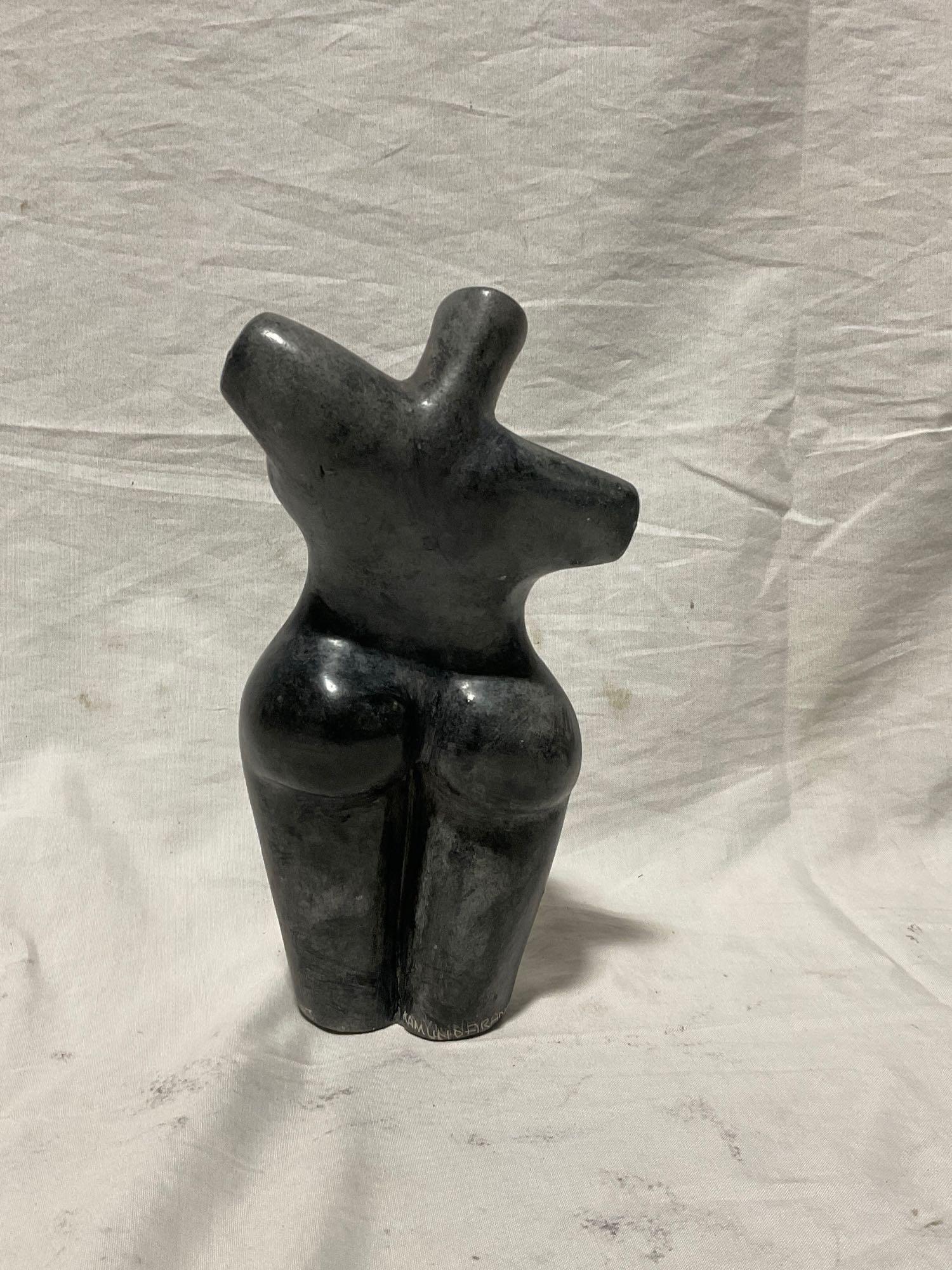 Hand Carved Shona tribal Stone sculpture, Zimbabwe Africa, ,Female Nude bust Signed by the Artist