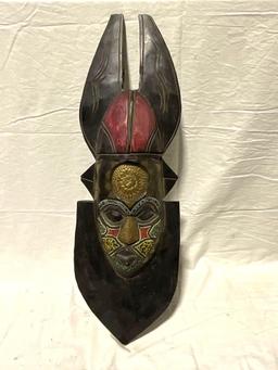Hand Carved Wood Tribal Mask from Ghana Exquisitely detailed see pics