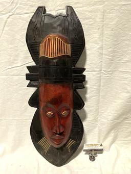 Very Unique Hand Carved Wood Tribal Mask from Ghana see pics