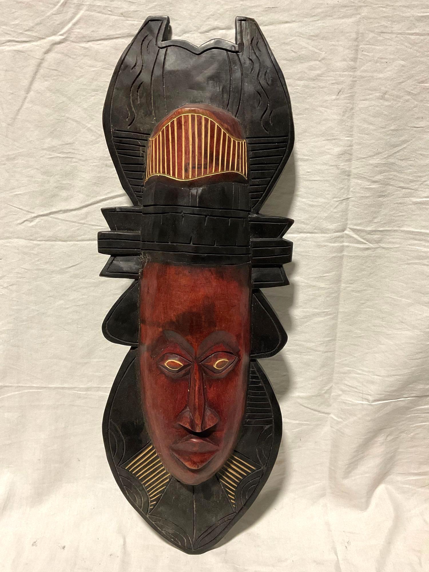 Very Unique Hand Carved Wood Tribal Mask from Ghana see pics