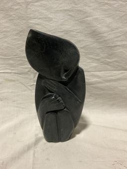 Hand Carved African Stone Sculpture man/ woman resting Signed by Artist