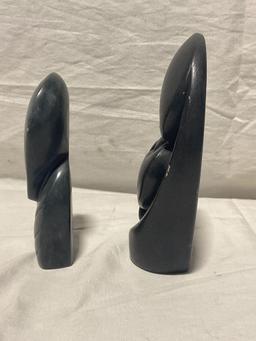 Pair of Hand Carved Shona tribal Stone sculpture, Zimbabwe Africa, Signed by the Artist, see pics