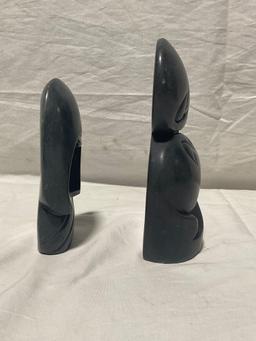 Pair of Hand Carved Shona tribal Stone sculpture, Zimbabwe Africa, Signed by the Artist, see pics