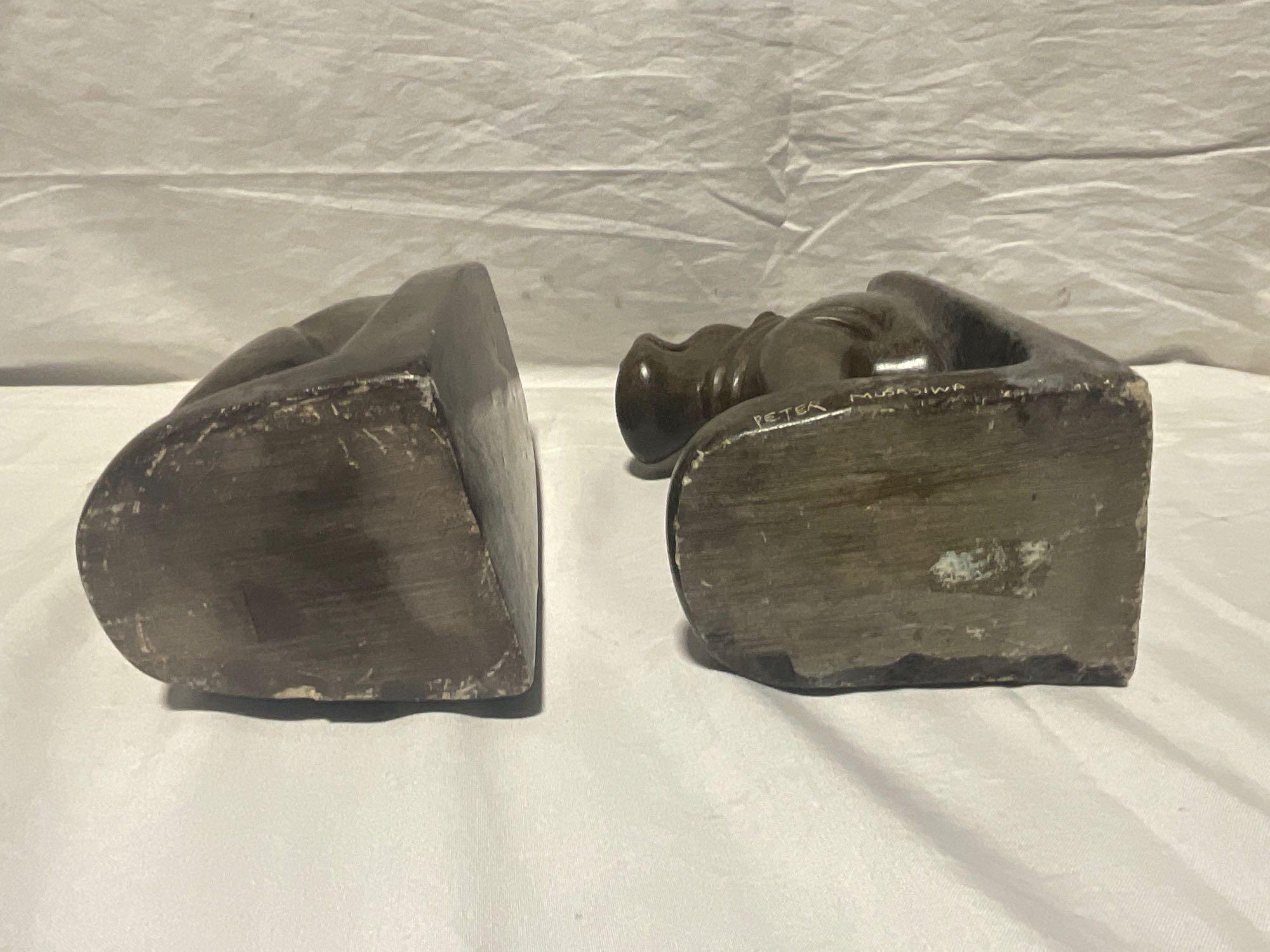 Hand Carved African Stone Hippopotamus Bookends, Signed by the Artist see pics