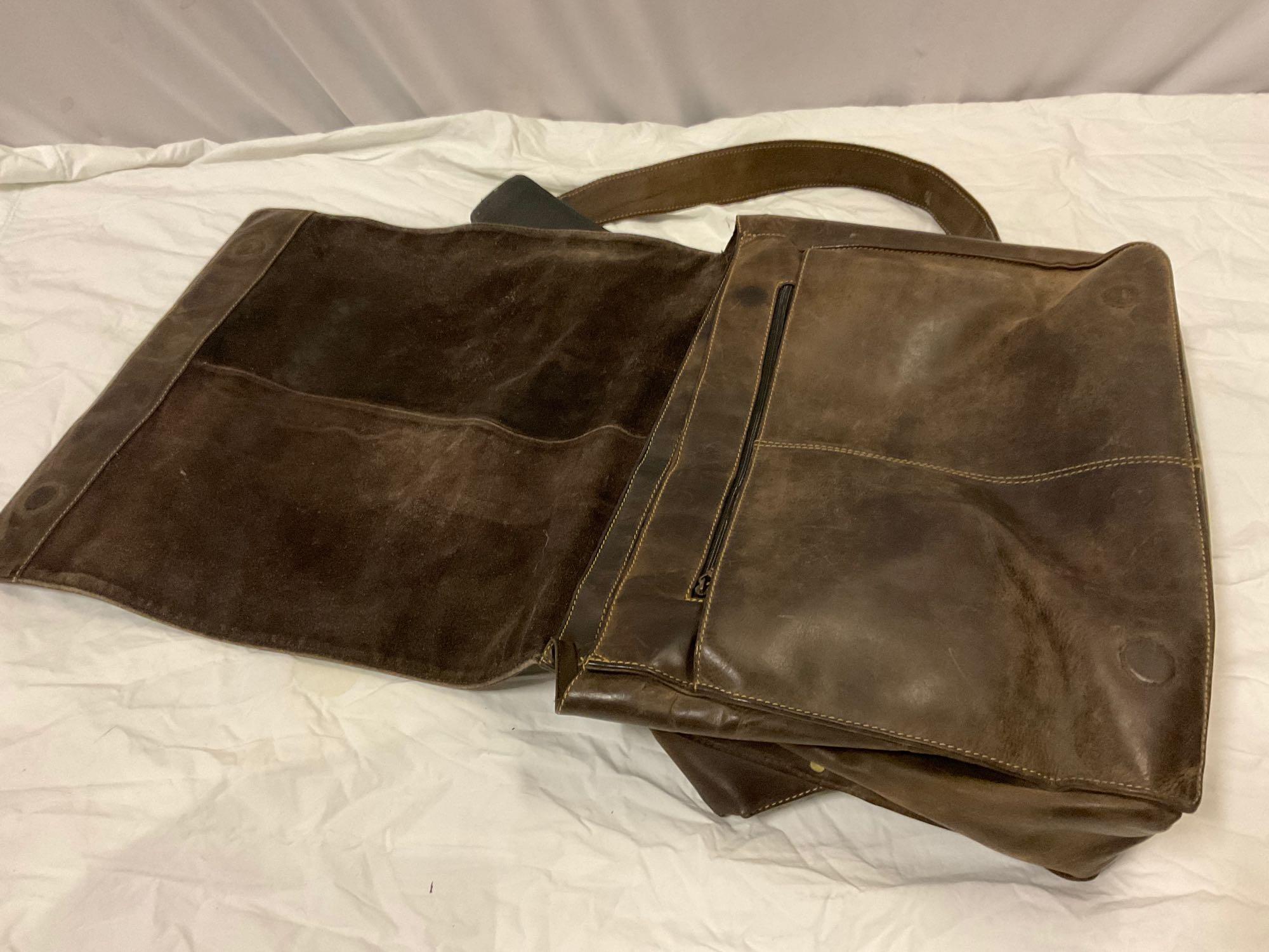 Leather VISCONTI - London shoulder bag, messenger bag see pics.