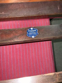 Set of four circa 1940s unique Mahogany Burgundy upholstered folding chairs, with Irish harp motif