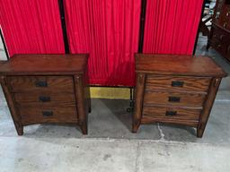 Pair of Oak mission style nightstand dressers/ both are 27X 28X 16