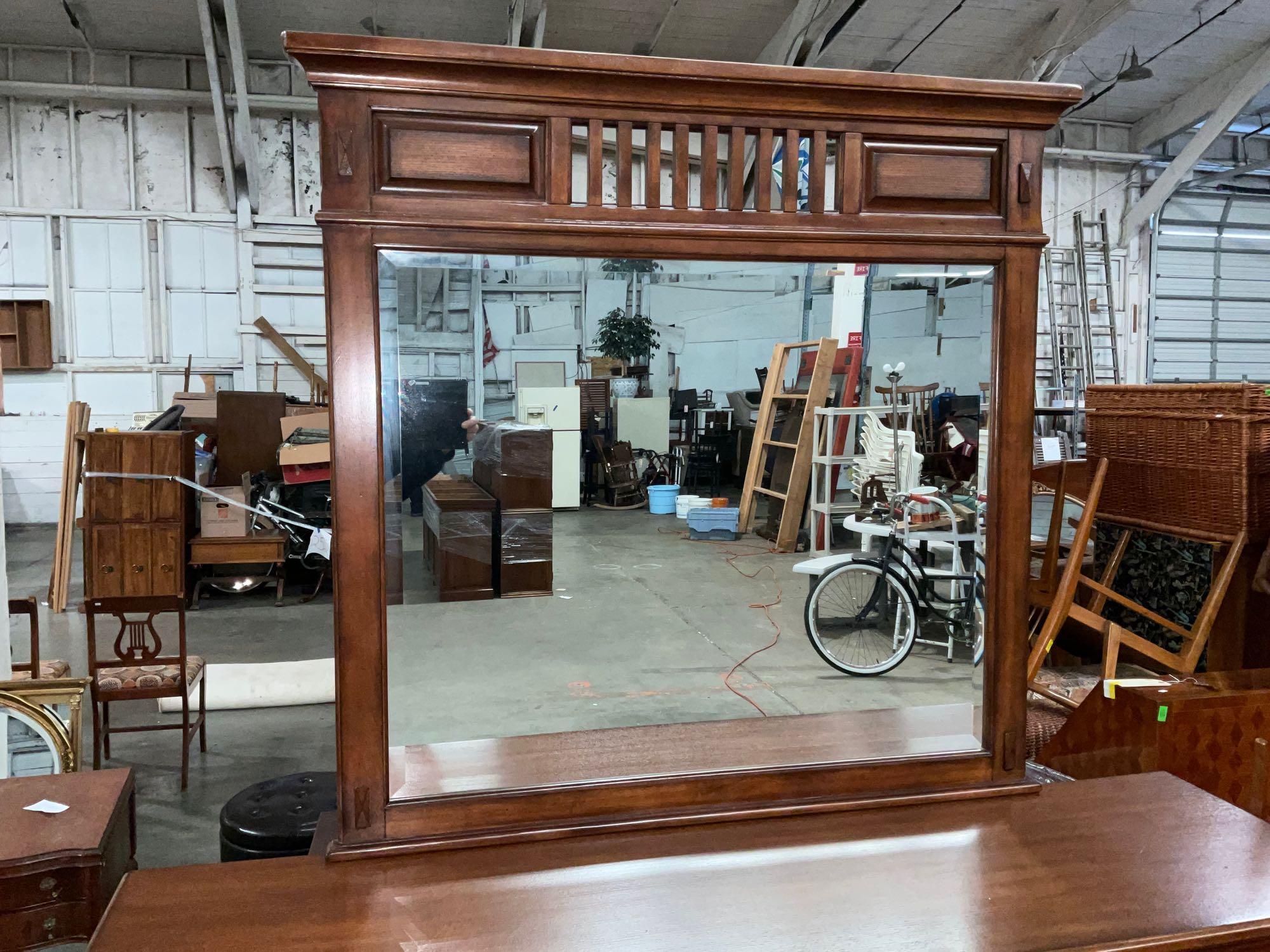 Stunning Kathy Ireland oak mission style bedroom dresser with beveled mirror