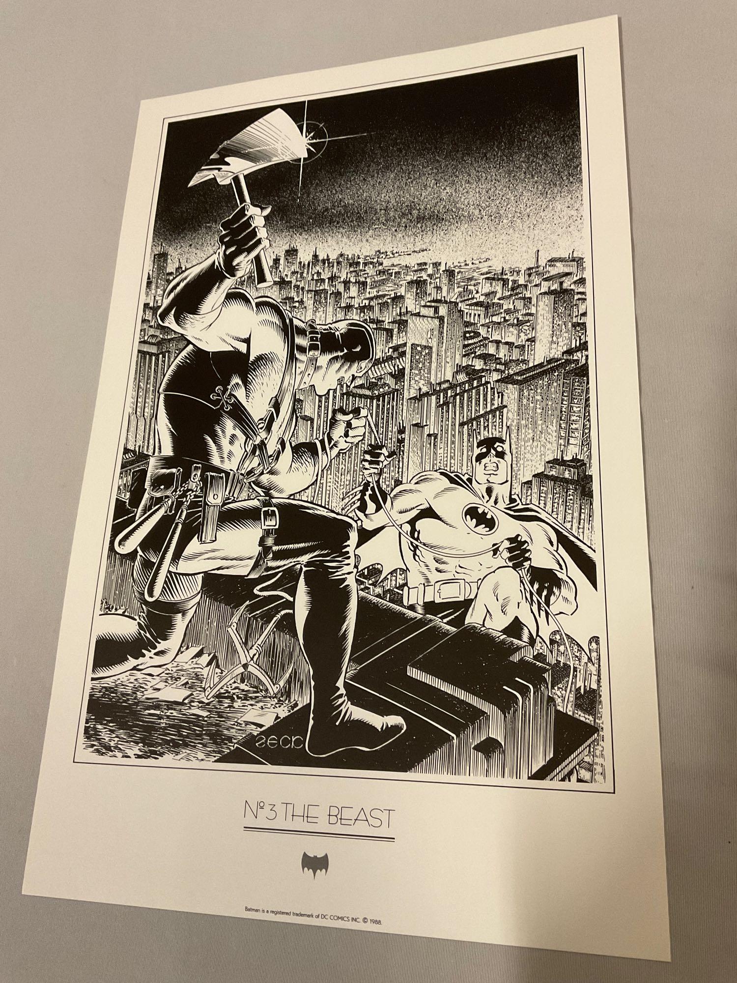 1988 vintage DC COMICS Batman Portfolio by Michael J. Zeck, 6 b&w comic cover art prints w/ folder