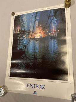 RARE vintage 1986 DISNEYLAND Star Tours STAR WARS Endor poster in nice condition 18 x 24 in.