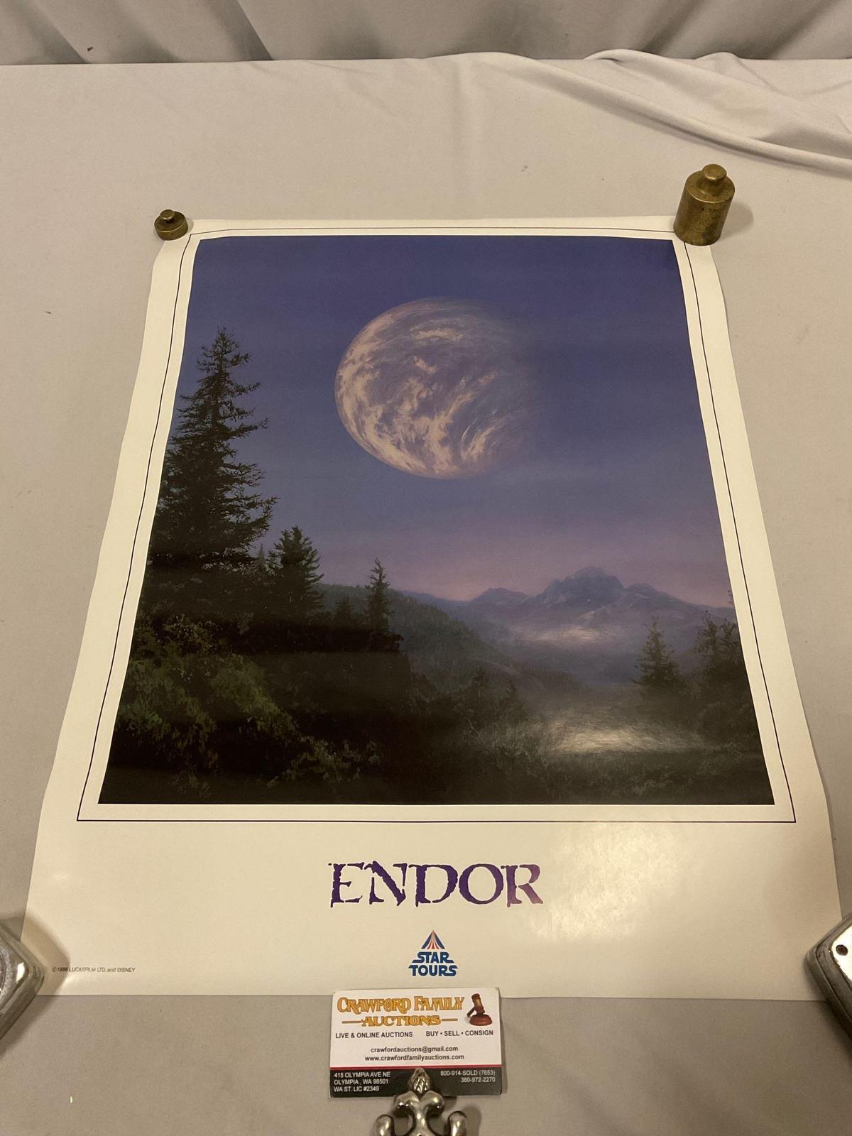 RARE vintage 1986 DISNEYLAND Star Tours STAR WARS Endor poster in nice condition 18 x 24 in.