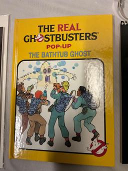 5 pc. Lot of vintage GHOSTBUSTERS / Ghostbusters II collectibles; books, 1986 calendar, balloon.