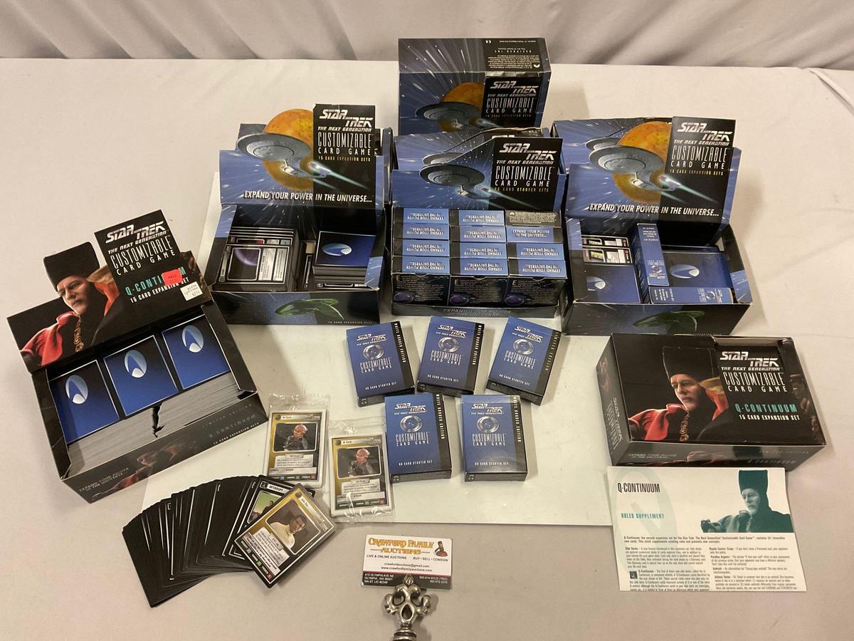 Gigantic collection of vintage 1994-96 STAR TREK The Next Generation game cards w/ empty boxes,