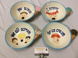 4 pc. set of ceramic ice cream bowls; You scream, I scream, we all scream, for ice cream.