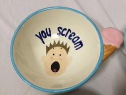 4 pc. set of ceramic ice cream bowls; You scream, I scream, we all scream, for ice cream.