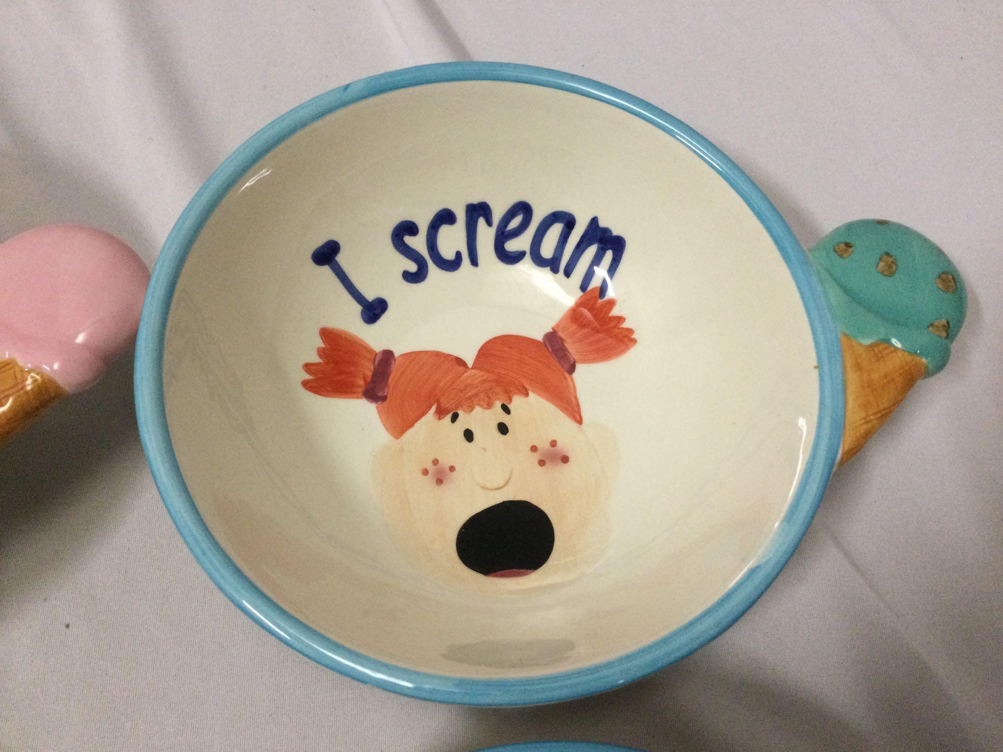 4 pc. set of ceramic ice cream bowls; You scream, I scream, we all scream, for ice cream.