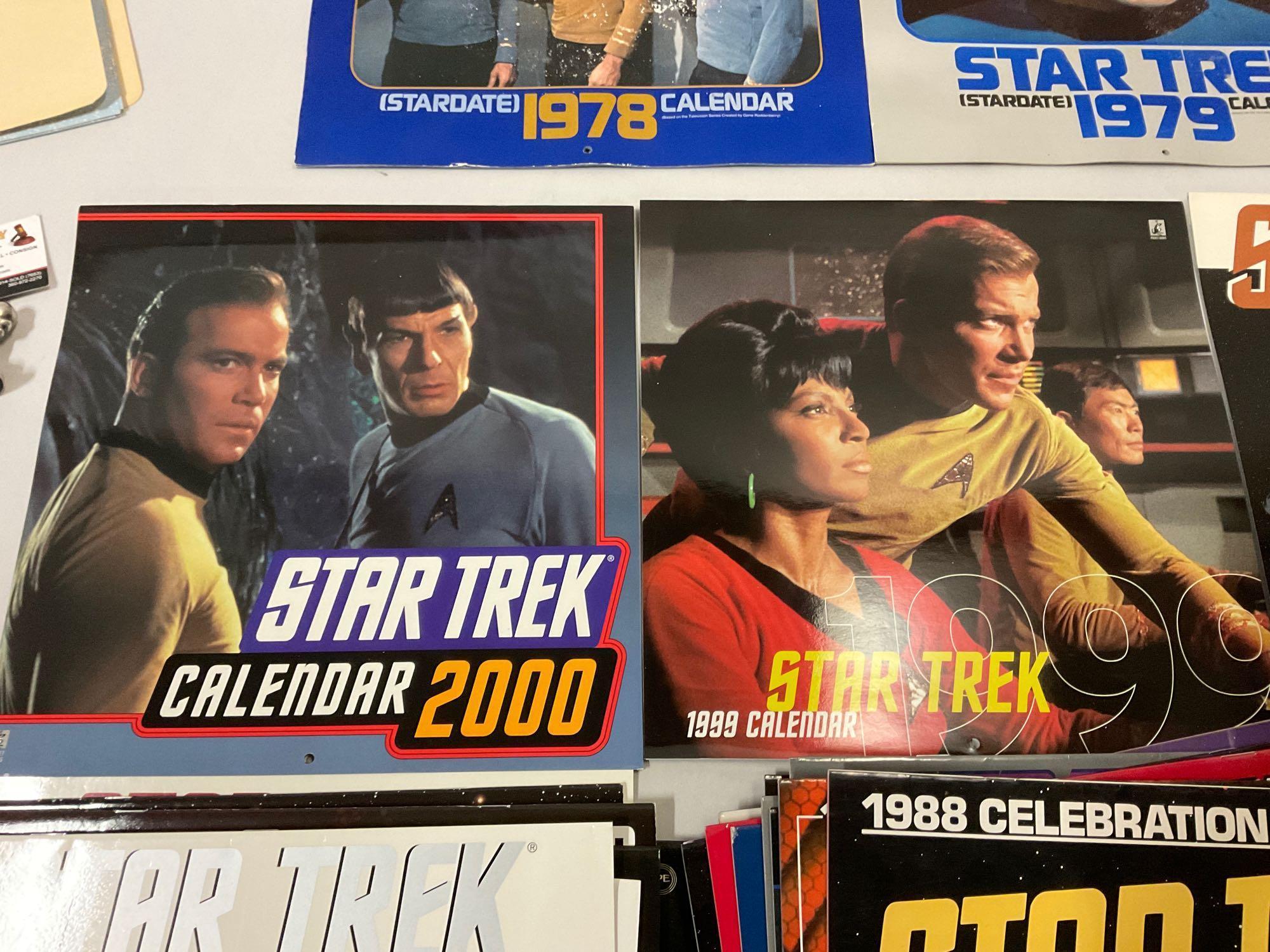 gigantic collection of vintage 1976 - 2000s STAR TREK color photo calendars, every series included