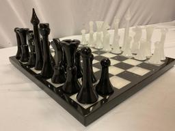 stunning marble chess set, approx 14 x 14 x 6 in. very nice condition