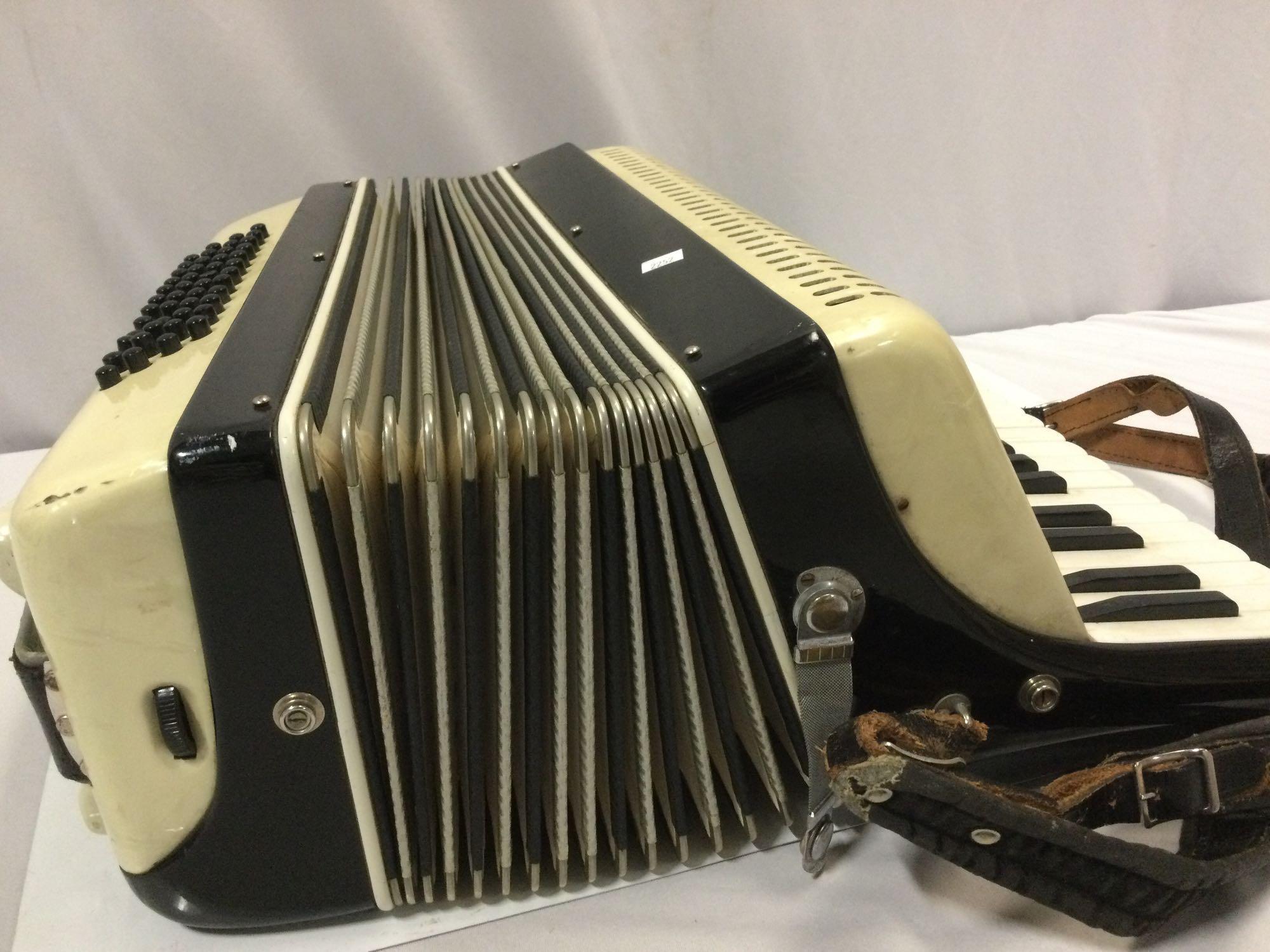 Antique CORTINI accordion w/ leather strap, made in Italy