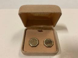 Vintage EKSTROM sterling silver cuff links in presentation box.