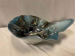 Art glass handmade bowl signed WB 98, approx 10 x 7 x 4 in.
