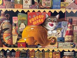 Framed vintage signed/ numbered cat art print ETHEL THE GOURMET by Charles Wysocki, 6287/10179