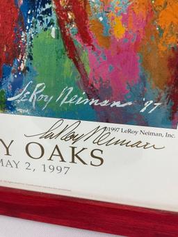 Framed signed 1997 gallery print 123rd KENTUCKY OAKS by LeRoy Neiman, approx 19 x 26 in.