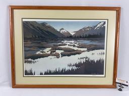 Vintage 1978 framed signed /numbered scenic art print by Byron Birdsall, 239/500