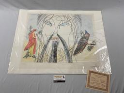 Pencil signed Salvador Dali dry point etching art print CONFUCIUS, numbered 300/300 w/ COA