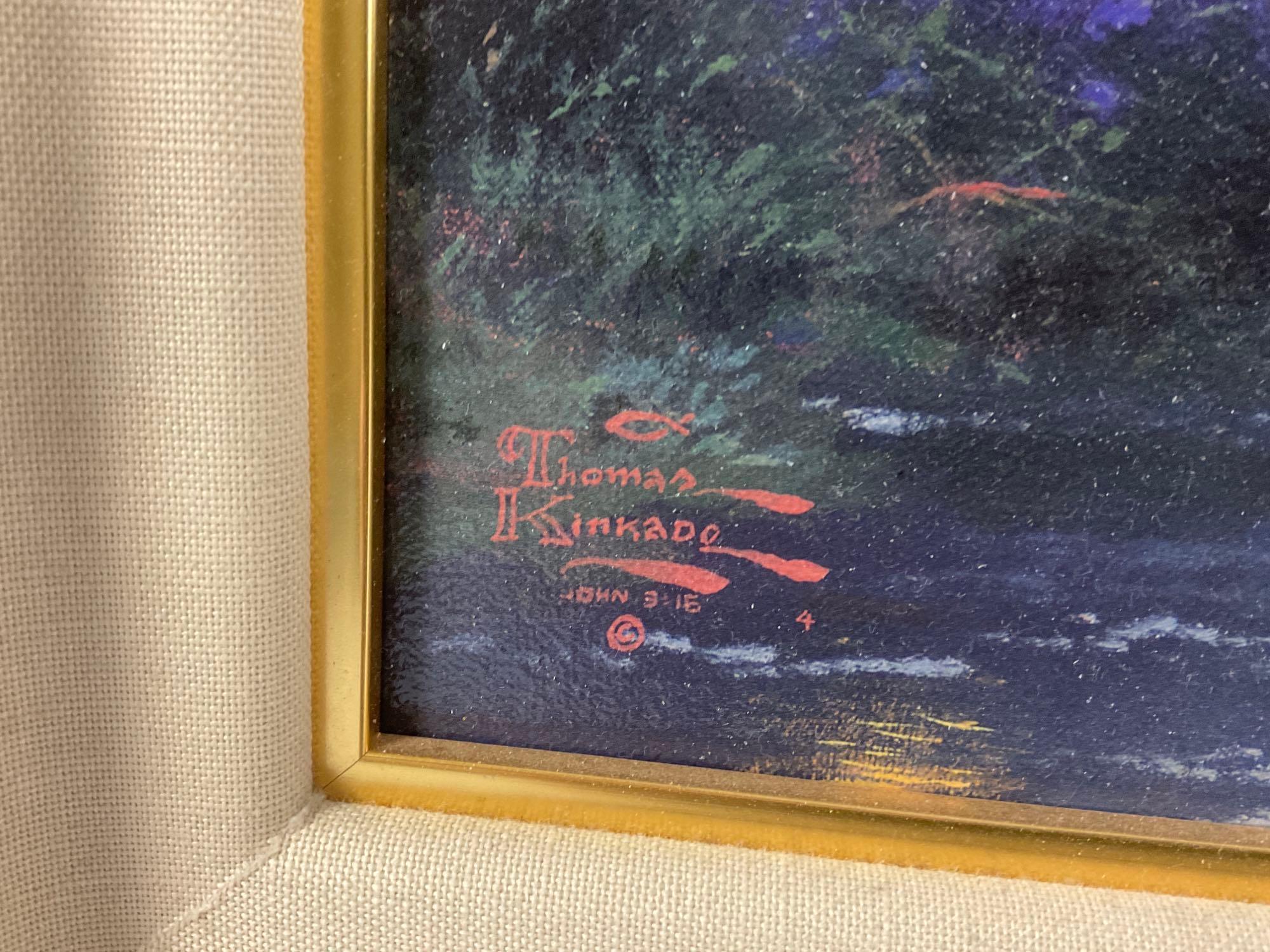 Nicely framed signed Thomas Kinkade TWILIGHT COTTAGE w/ hand drawn cabin, COA , 4090/4950 S/N