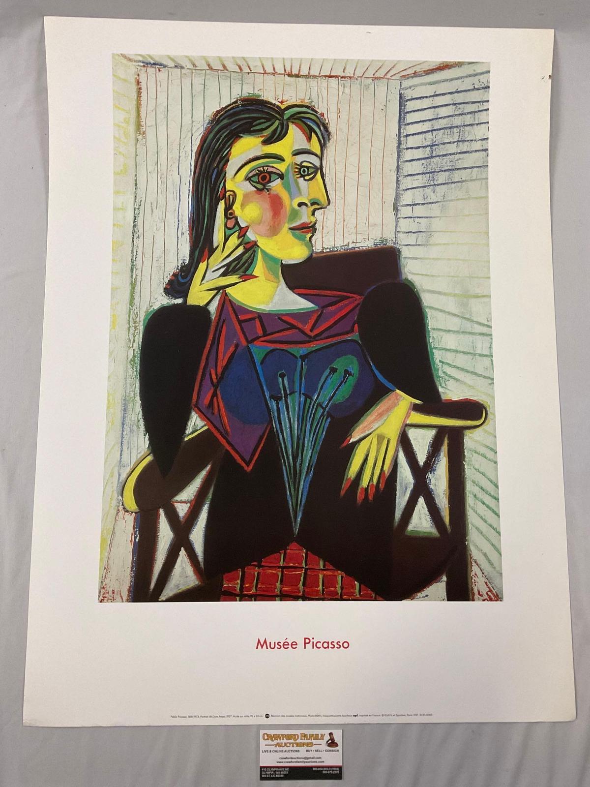 Vintage Musee Picasso gallery PABLO PICASSO art print , approx 24 x 31.5 in.