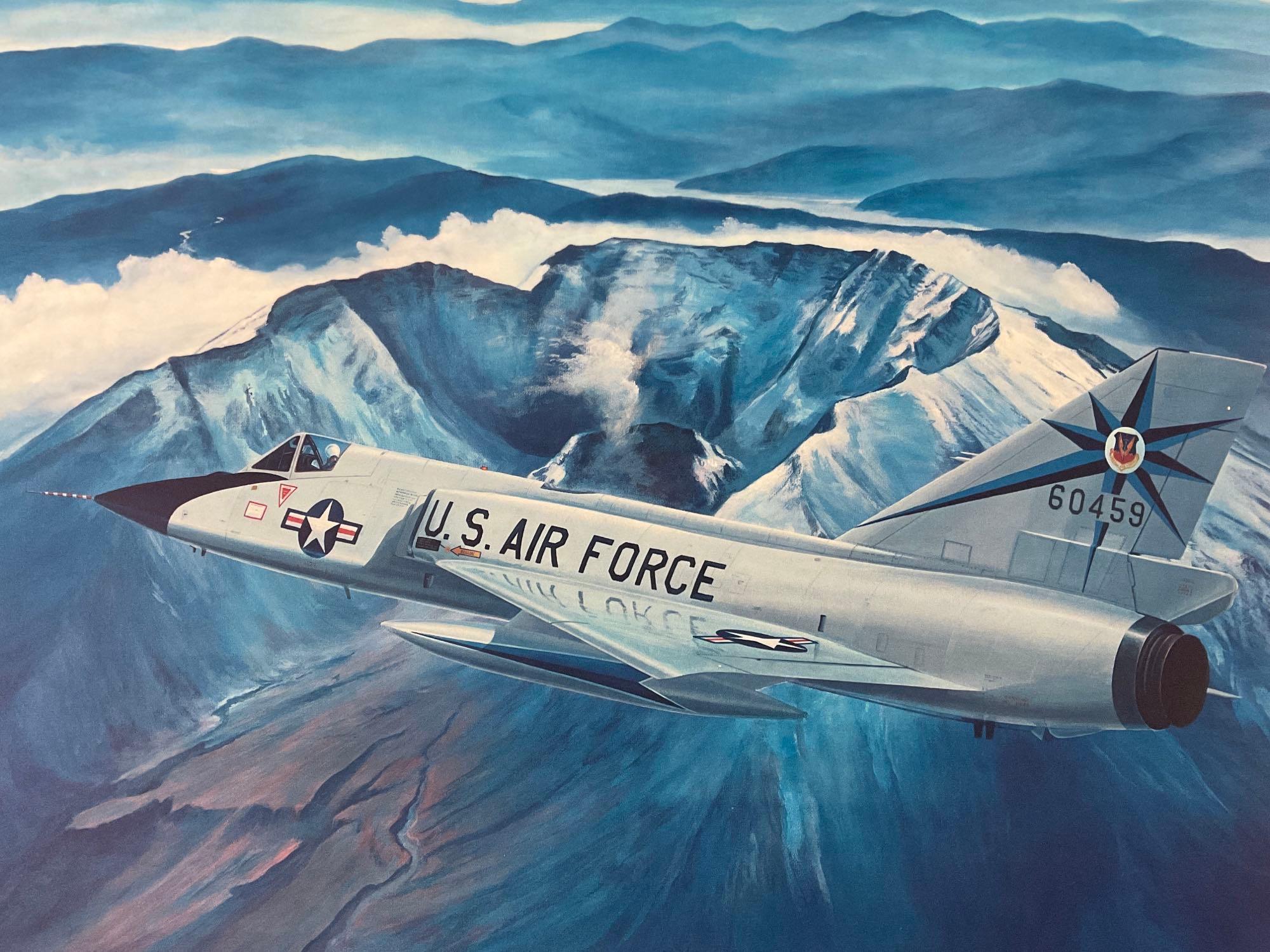 Signed and numbered US Air Force jet art print by Richard R. Broome, #ed 253/350, approx 28 x 23 in.