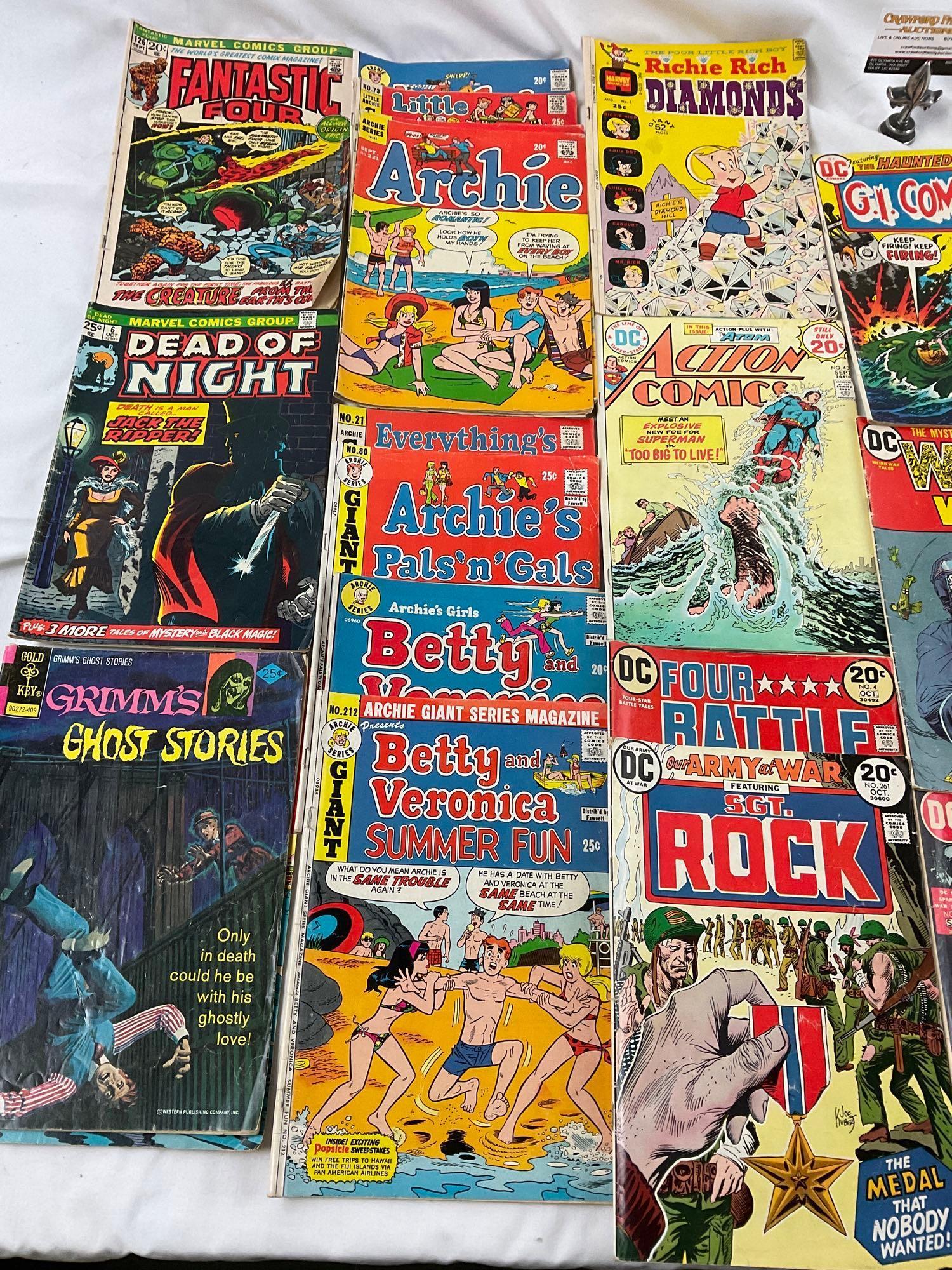 vintage comic books; DC Comics / Gold Key / Archie / Marvel, Fantastic Four, Sgt. Rock, GI Combat