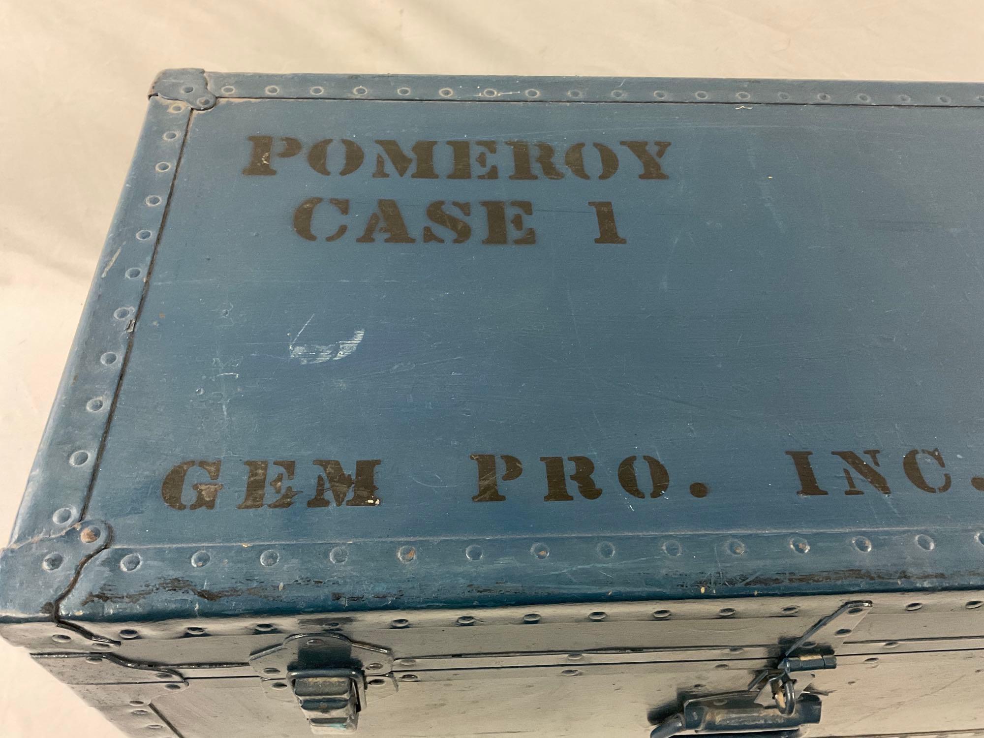 Vintage stage trunk POMEROY CASE 1 w/ custom built magic props from collection of John Pomeroy