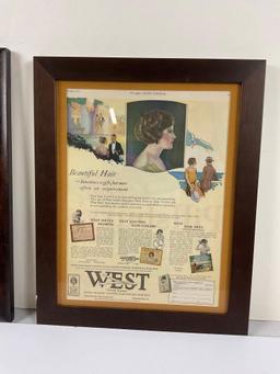 antique framed advertisement posters