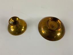 Set of vintage painted cloisonne solid brass bowls.