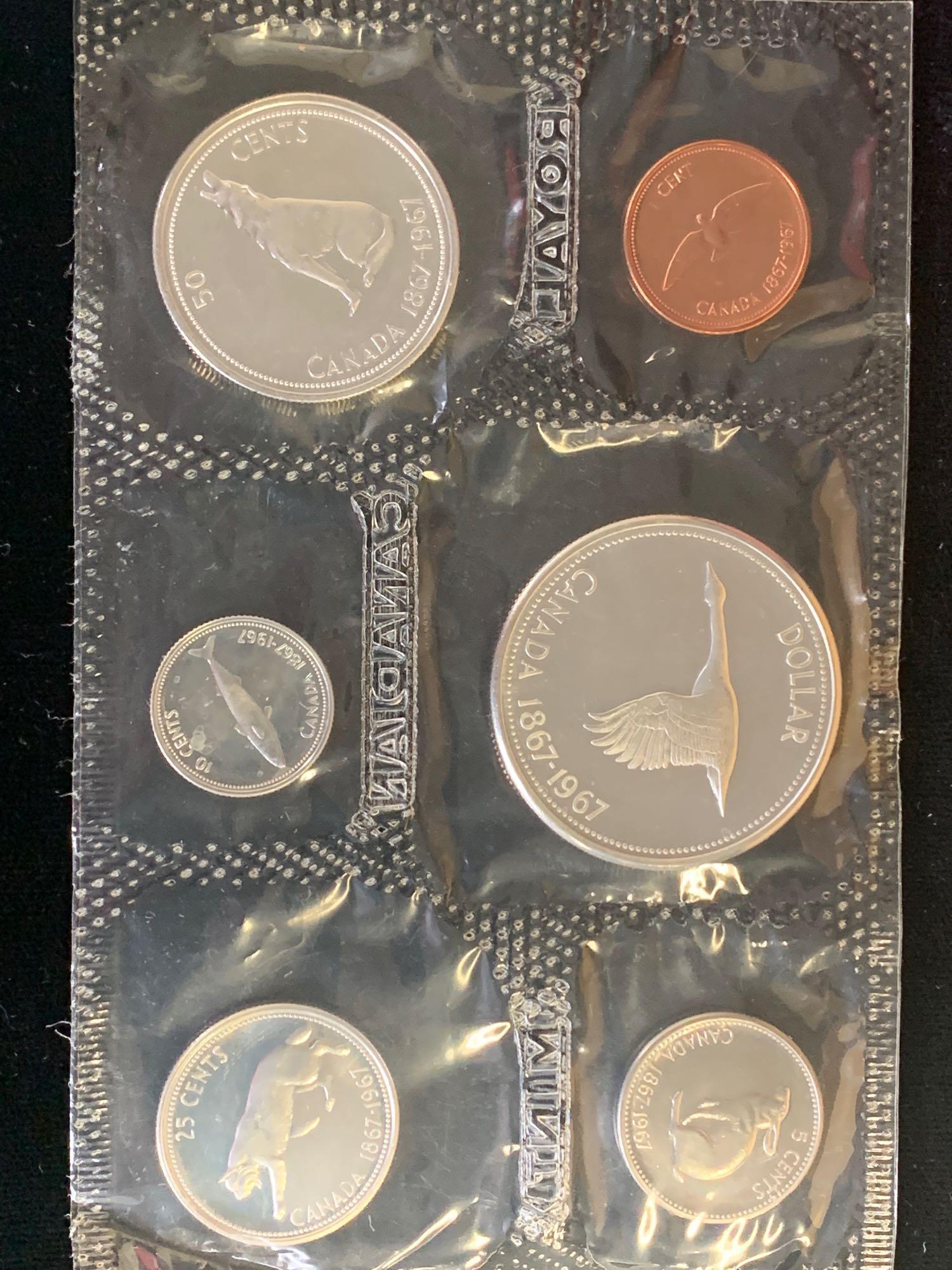 bicentennial 40% Silver coin UNC set ,1967 Canadian Silver proof set & 1982 Washington silver half