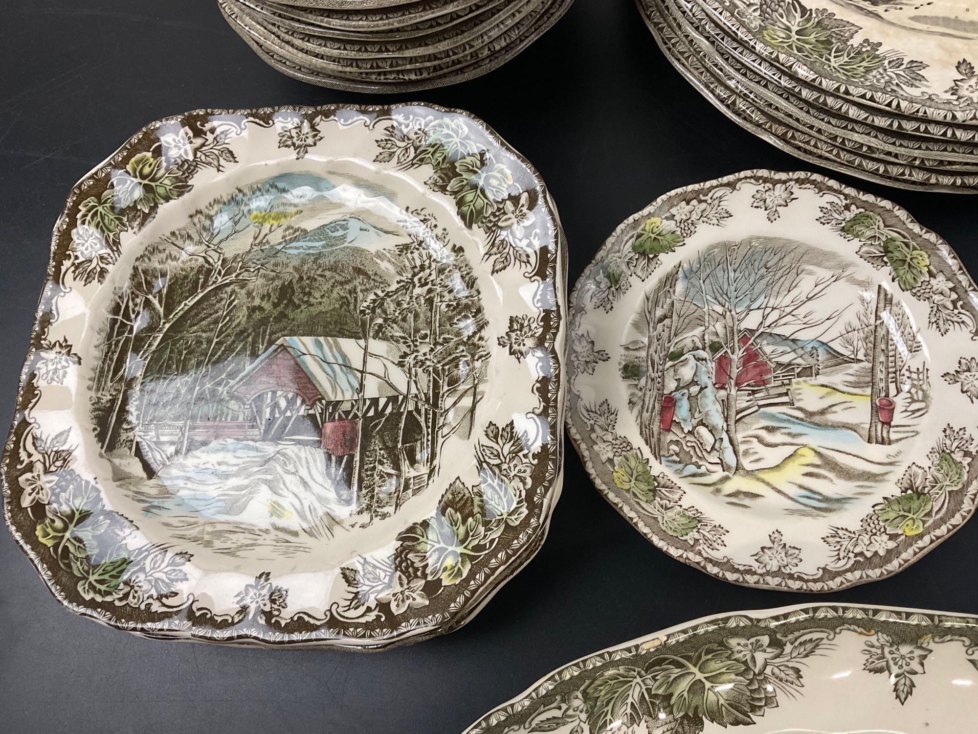 Johnson Bros. China Porcelain Dishes "The Friendly Village-Sugar Maples" lot of 26