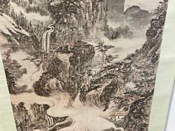 Wall Hanging of a river landscape Lithograph by Kuncan (16th Century Chinese Artist)