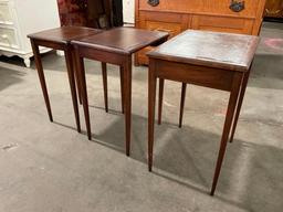 Set of 3 Vintage Nesting Tables with leather pad surface inlays