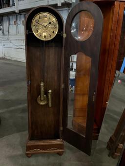 Beautiful Antique German Grandfather Clock with bronze face by EMBEE.