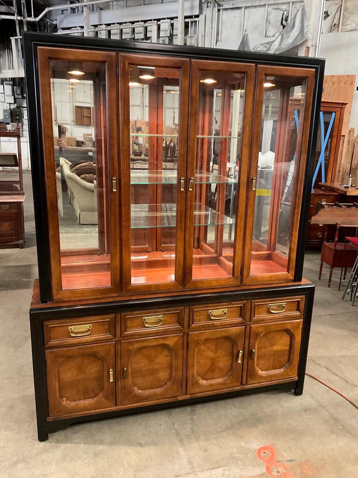 Large Lighted display hutch by THOMASVILLE FURNITURE.
