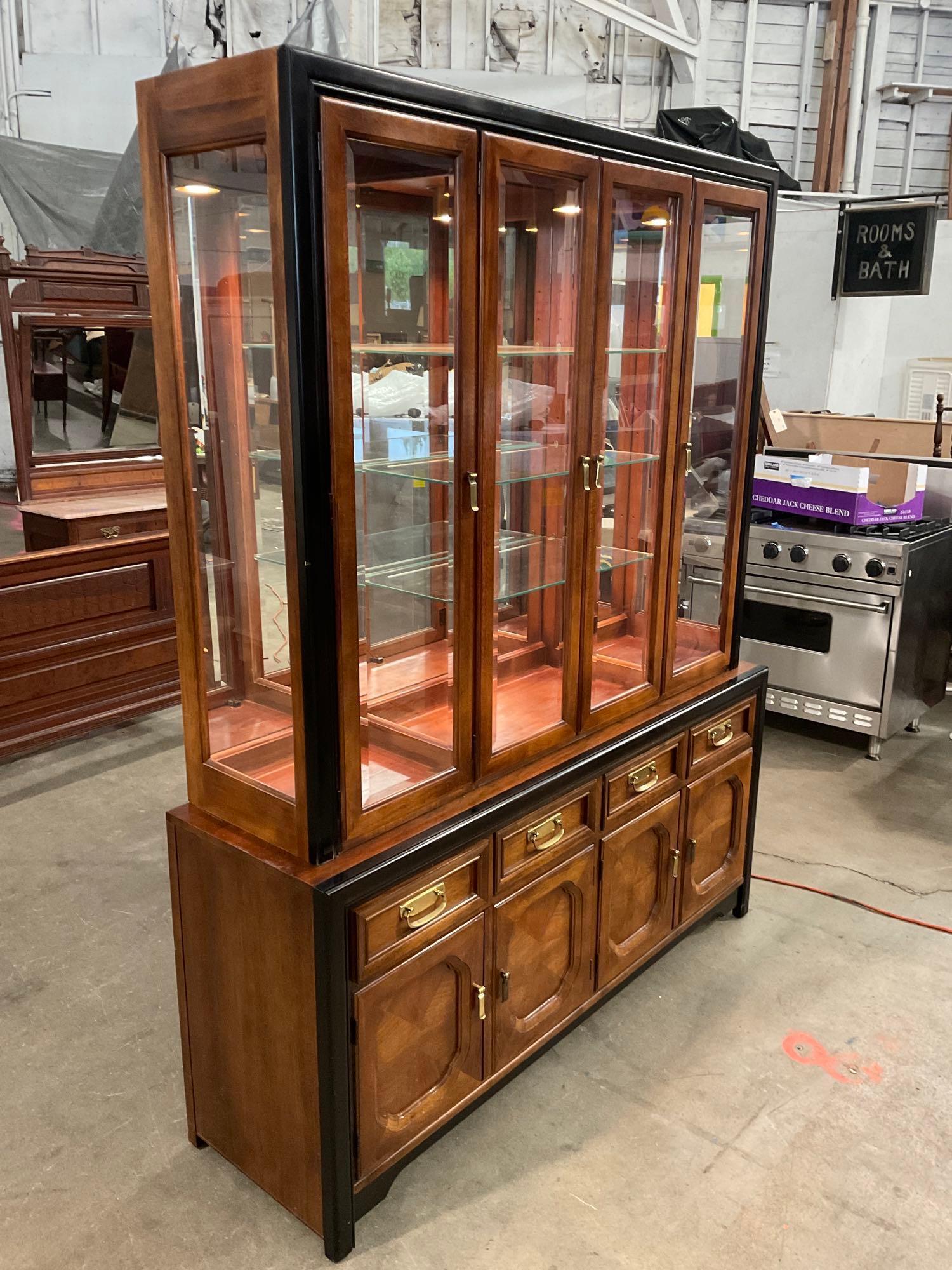 Large Lighted display hutch by THOMASVILLE FURNITURE.