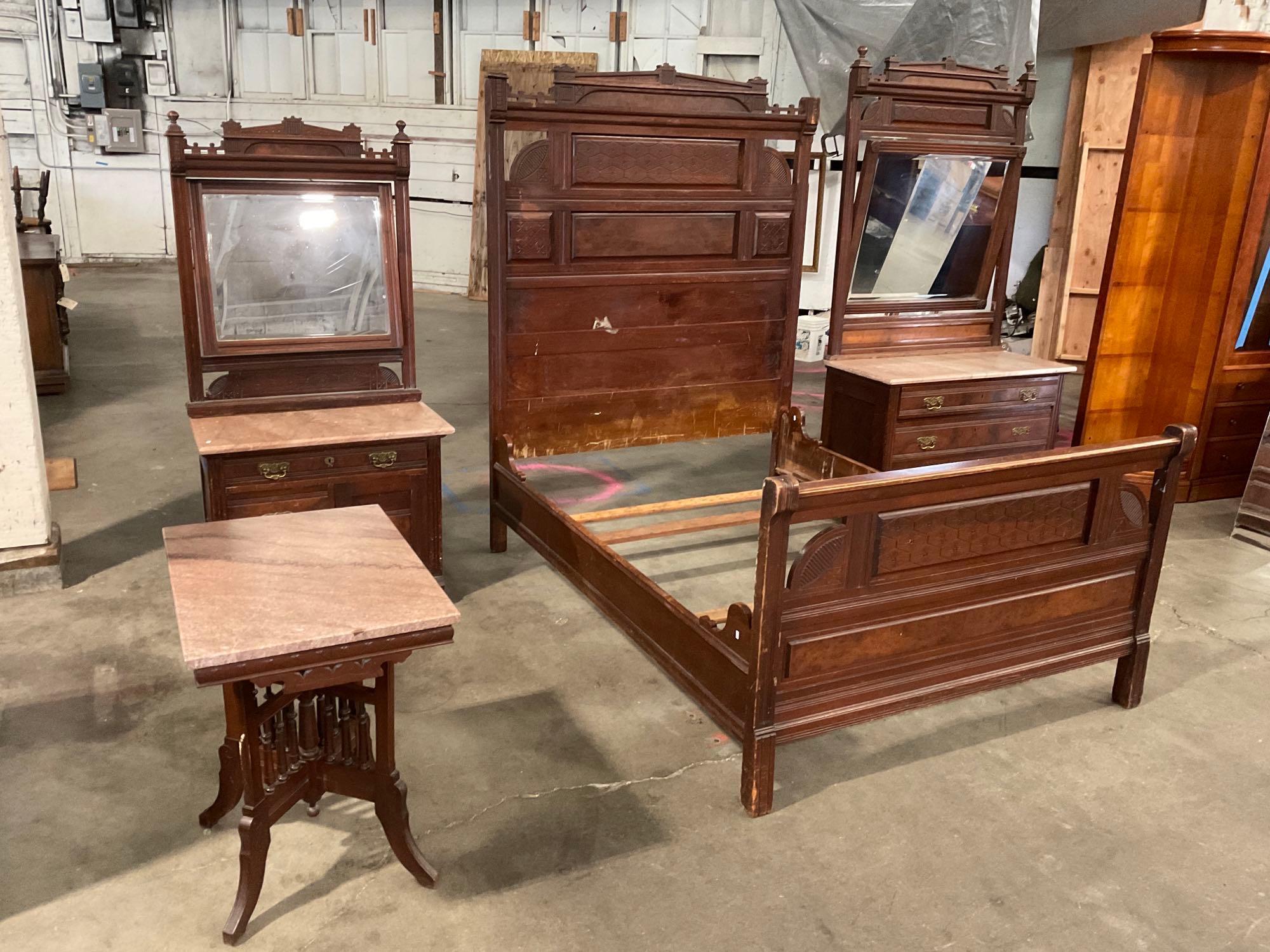 Gorgeous Antique Eastlake style 4-Piece Victorian Bedroom Set