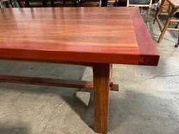 Incredible Hand Crafted Mortise and Tenon Mahogany and Walnut Table by NORMANDIE WOODWORKS.
