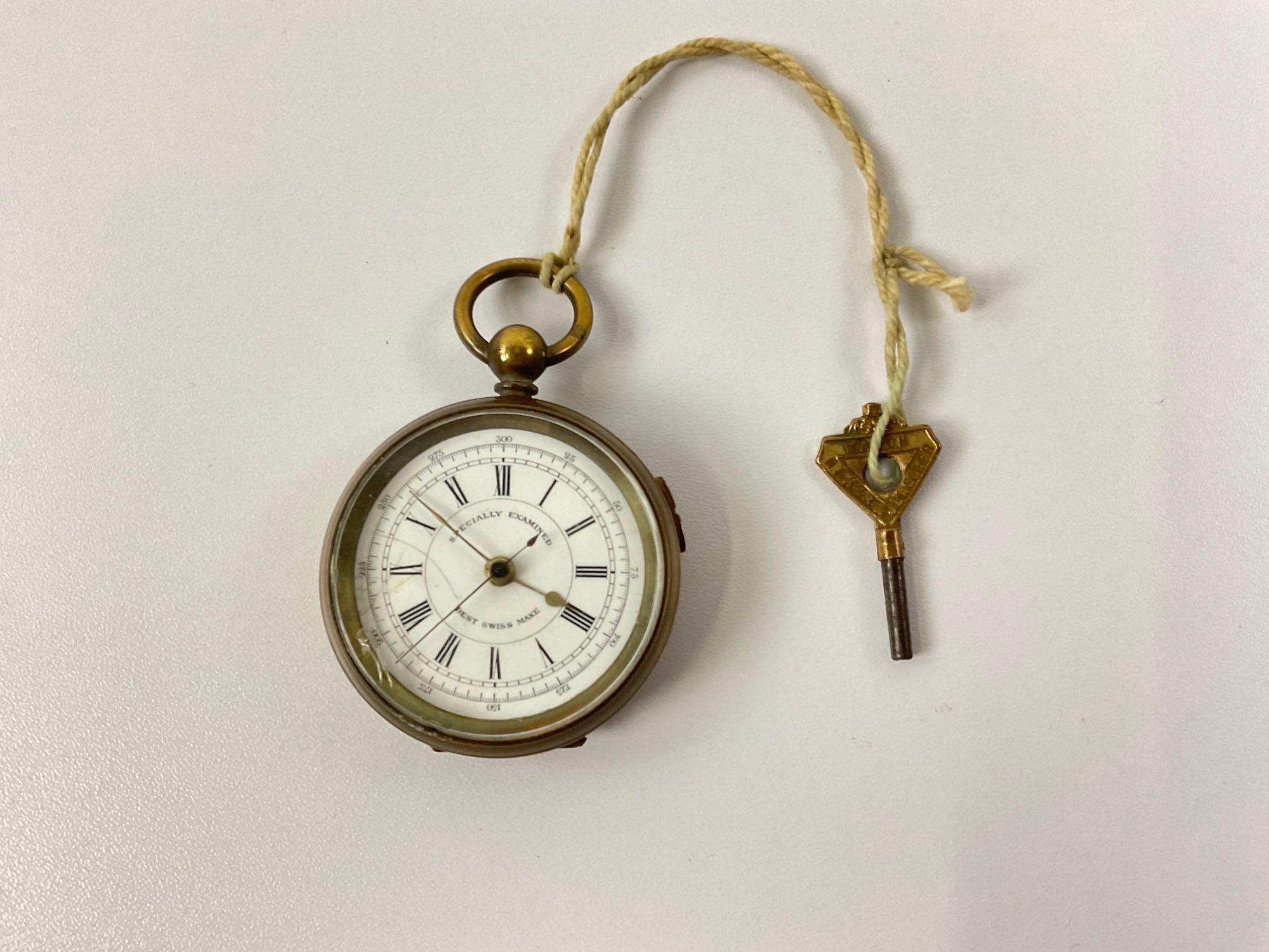 Brass Cased Doctors Sweep Seconds pocket Watch with small crack in crystal.