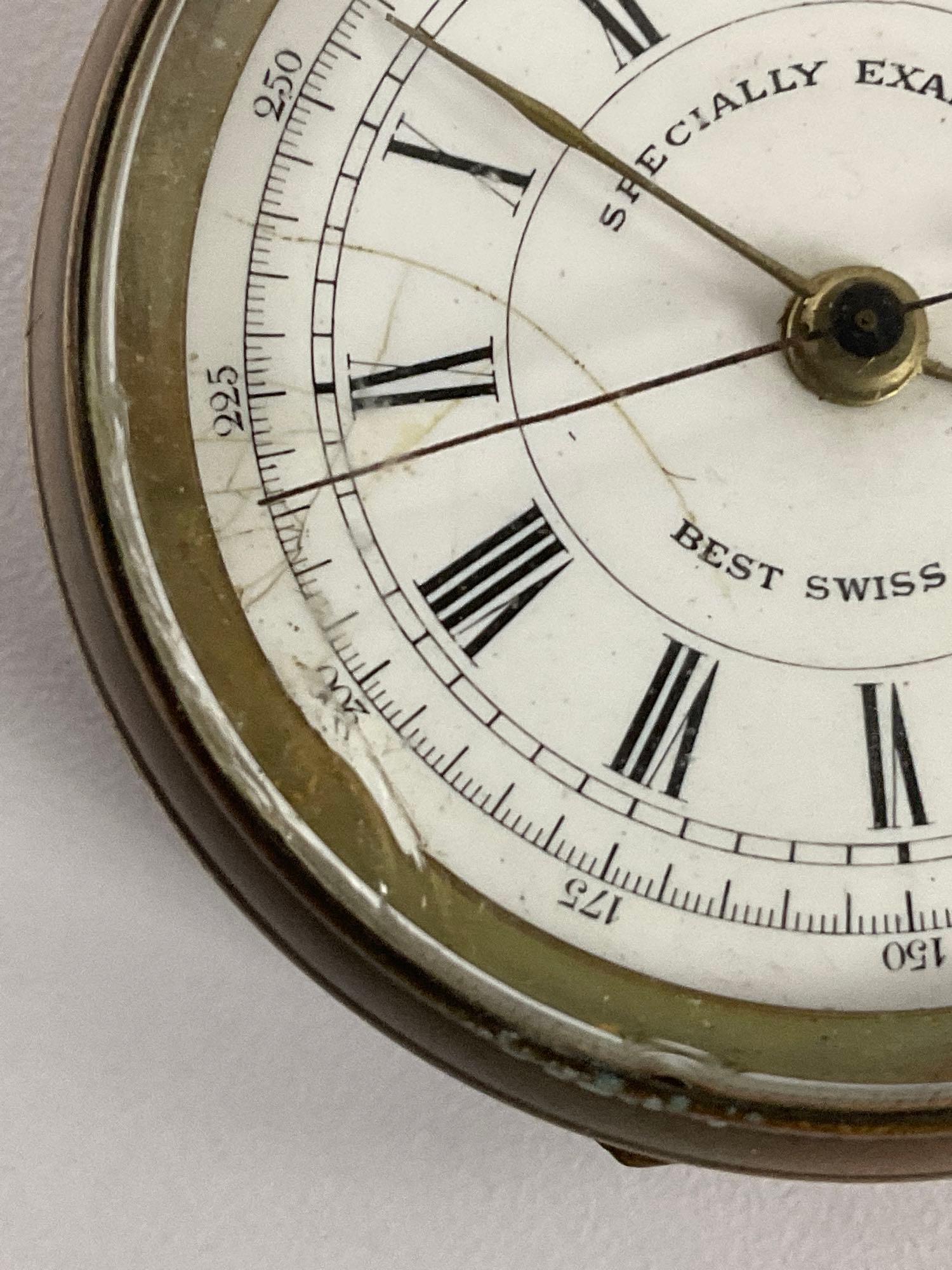 Brass Cased Doctors Sweep Seconds pocket Watch with small crack in crystal.