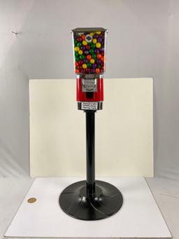 Square Rhino Vending single gumball machine with stand & gumballs , miss key and door flap.